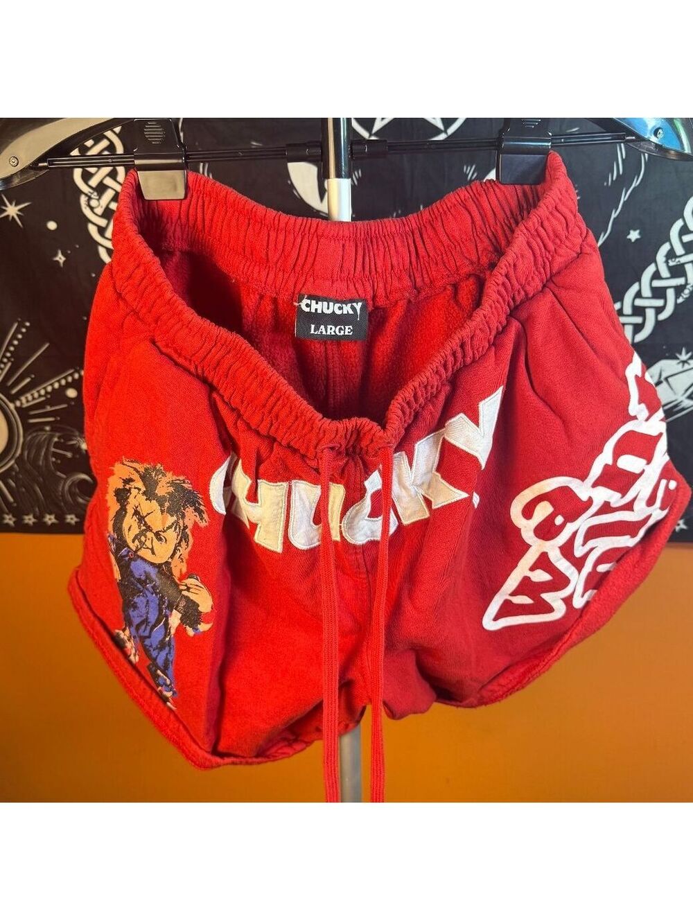 Chucky Red Graphic Fleece lounge Shorts Large Chuckie horror